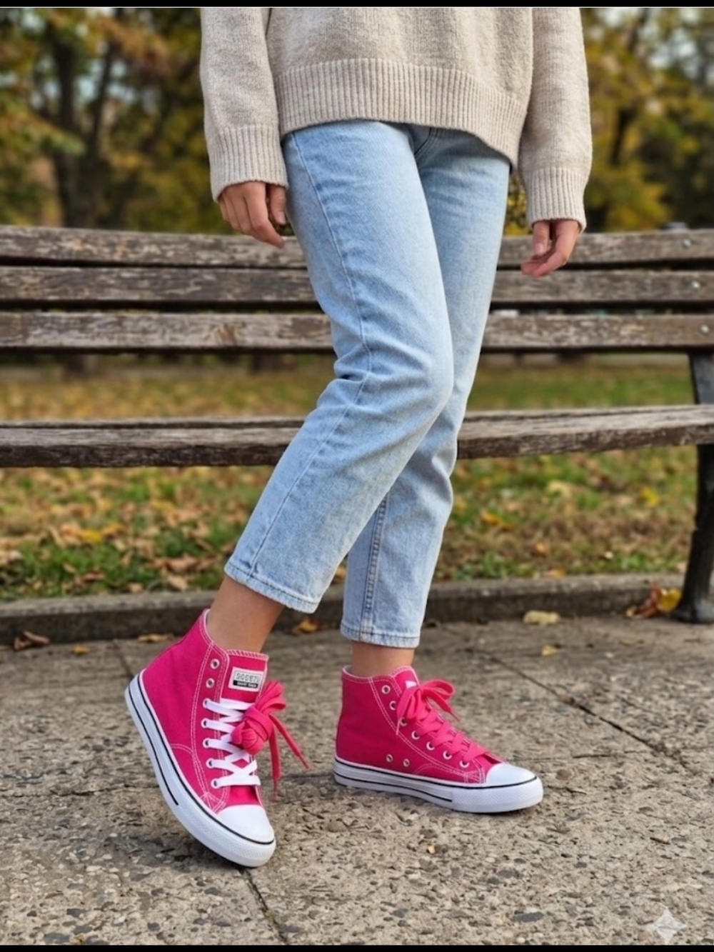 Hot Pink High-Top Canvas Sneakers - Women's Casual Shoes